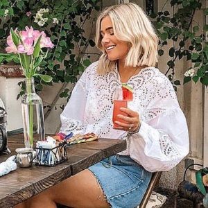 Topshop Cropped Embroidered Blouse